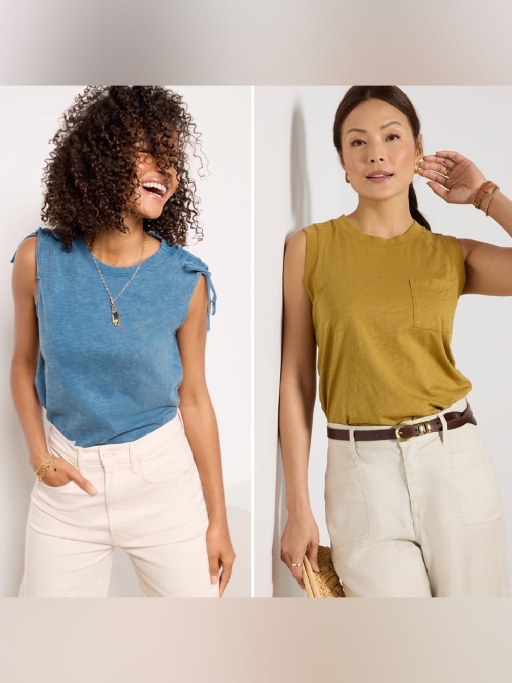 Evereve Emery Pocket Tank & Vivian Tie Shoulder Tank Top Bundle Set of 2 Size XS